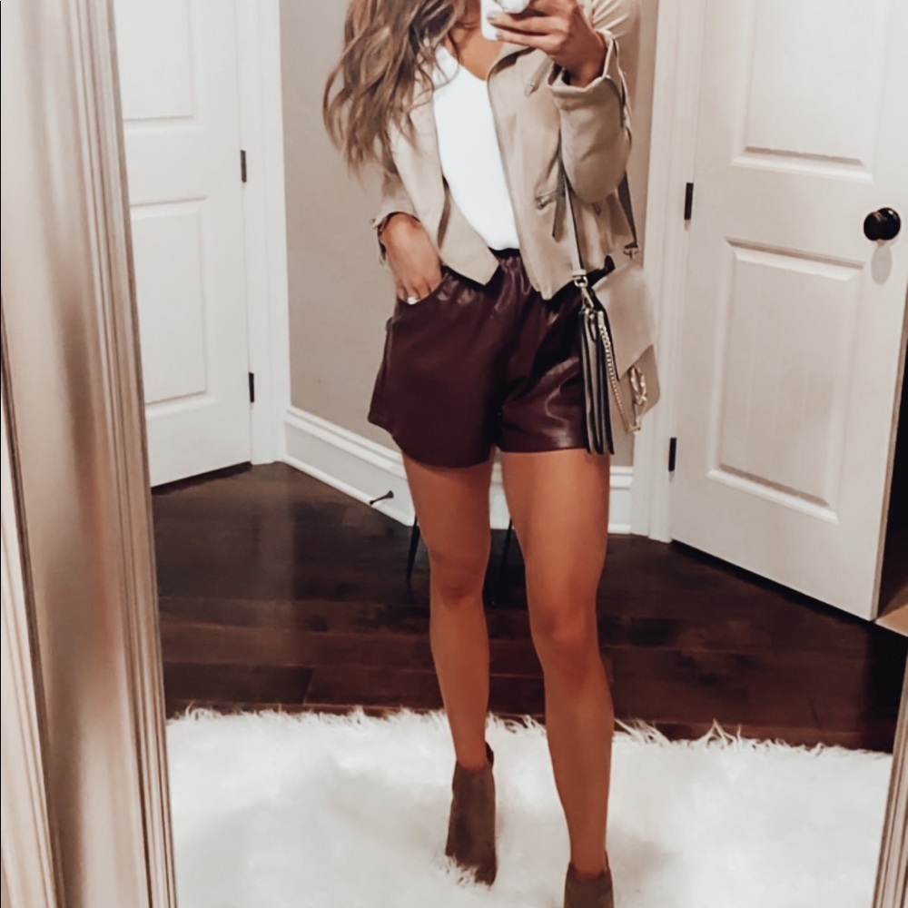 VICI pleather shorts. Burgundy. Worn once.